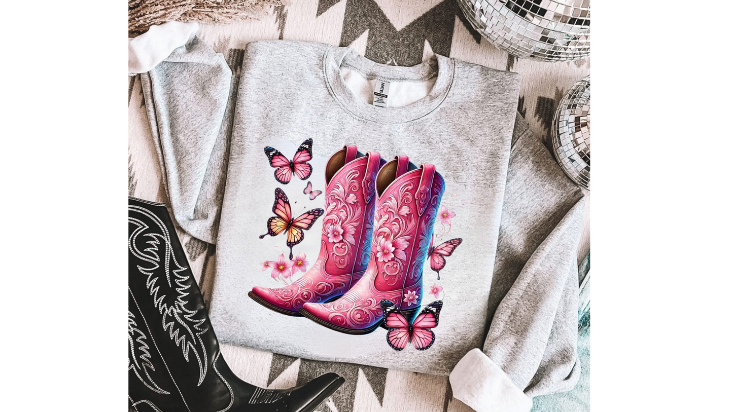 PINK BOOTS BUTTERFLIES