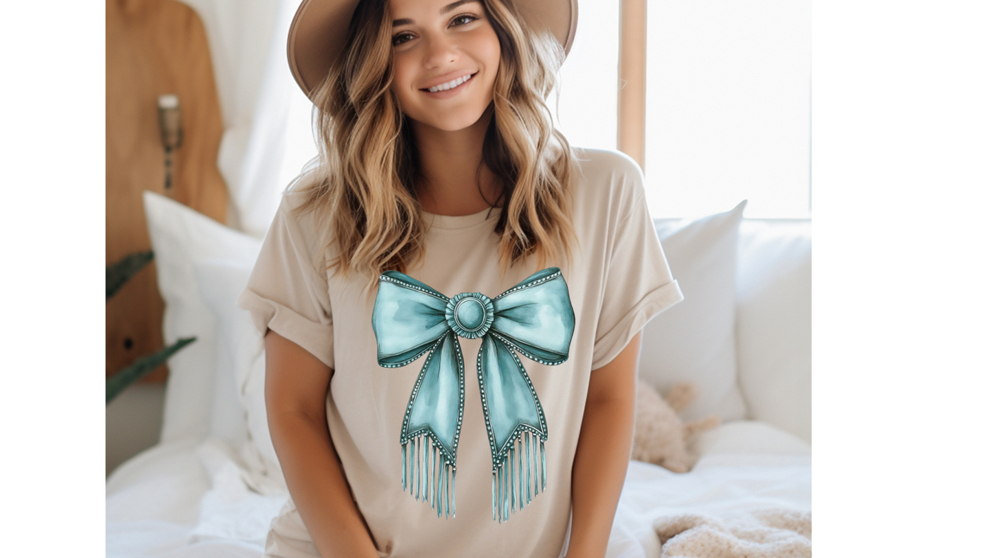 BLUE FRINGE BOW