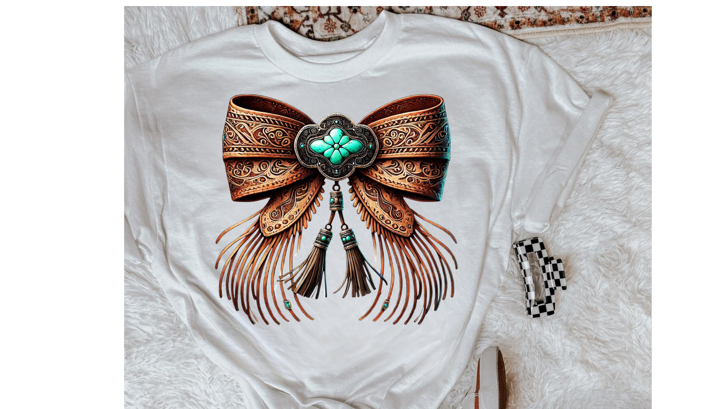 FAUX LEATHER FRINGE BOW
