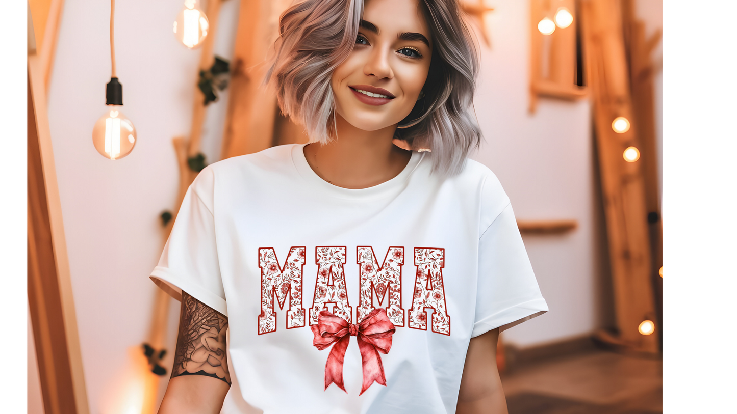 RED FLORAL MAMA BOW