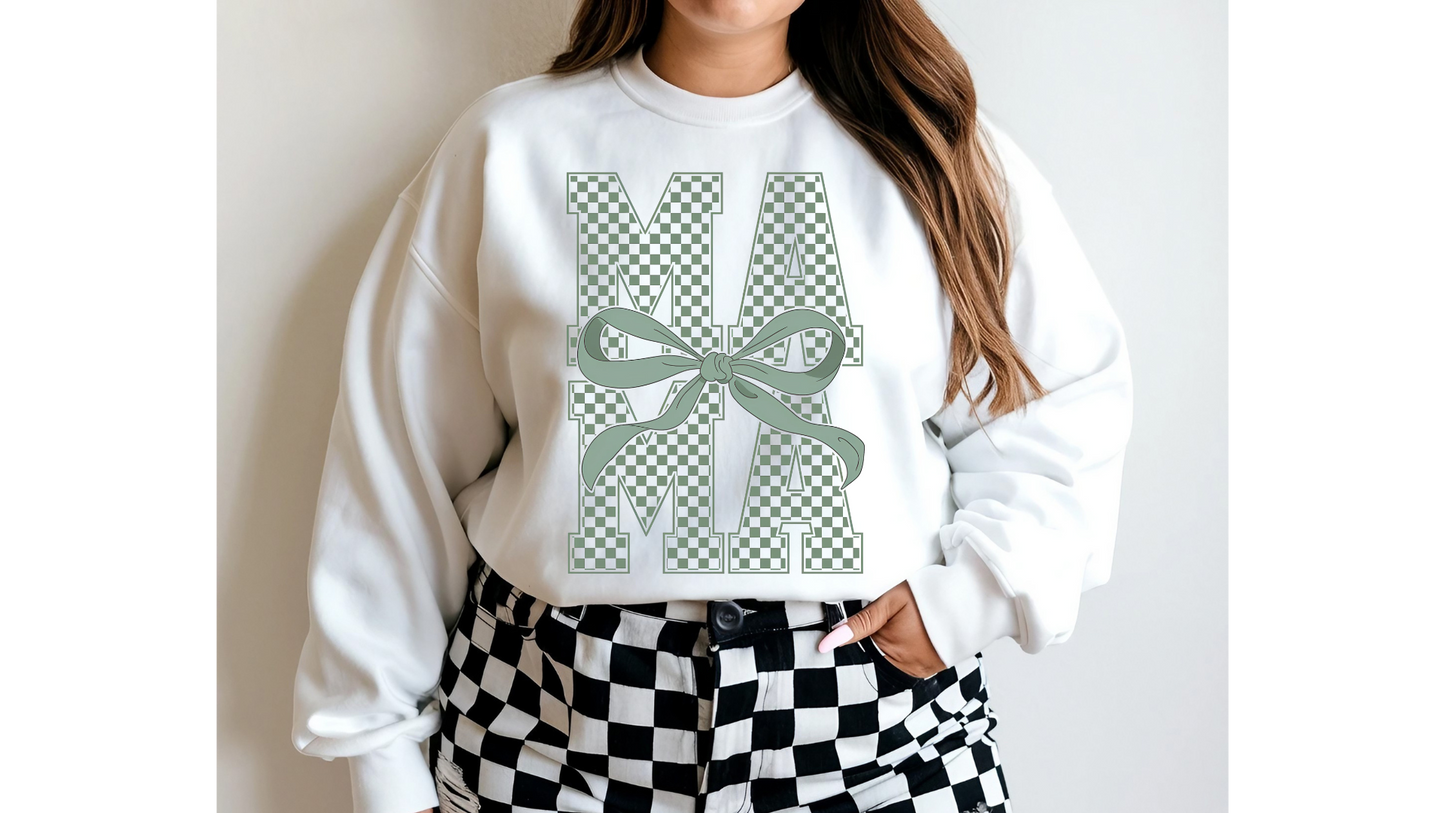GREEN CHECKERED MAMA BOW