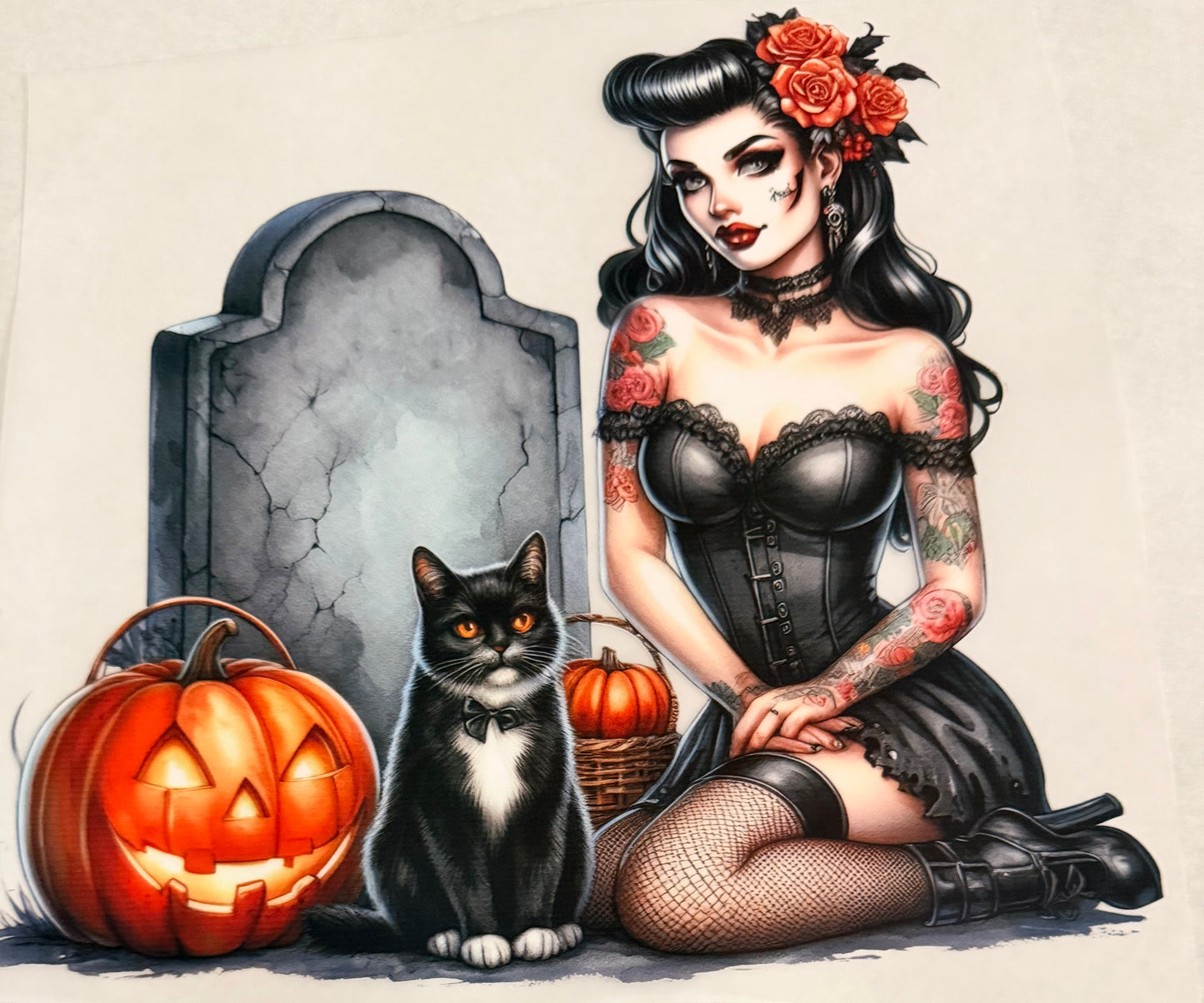 Cemetery pinup girl