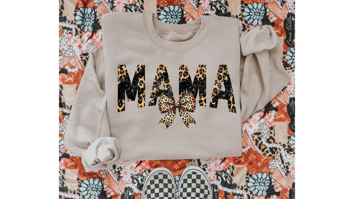 GLITTER LEOPARD MAMA BOW
