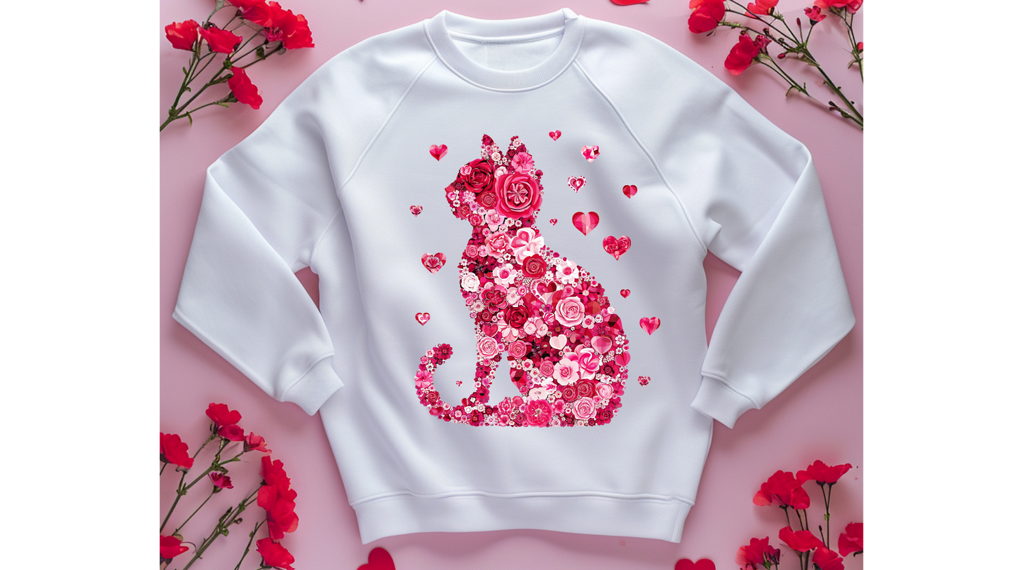 FLORAL VALENTINES CAT