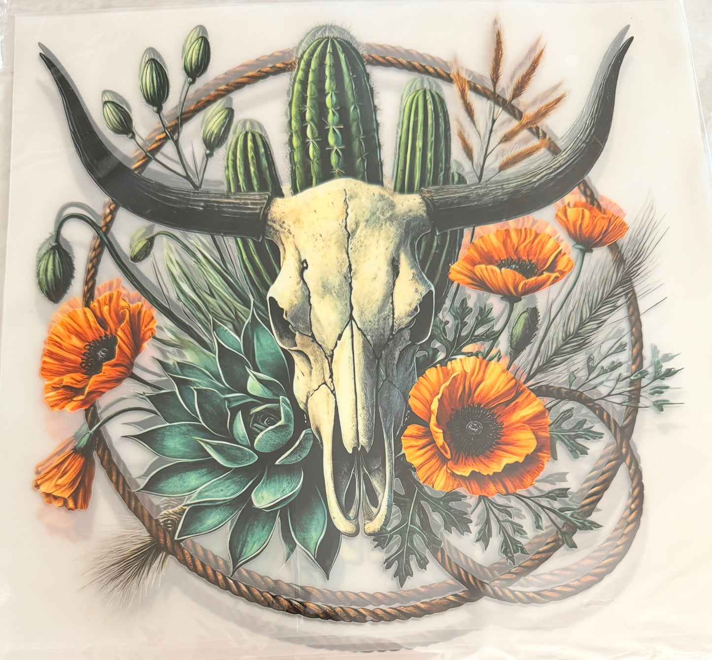 Floral lasso bull skull