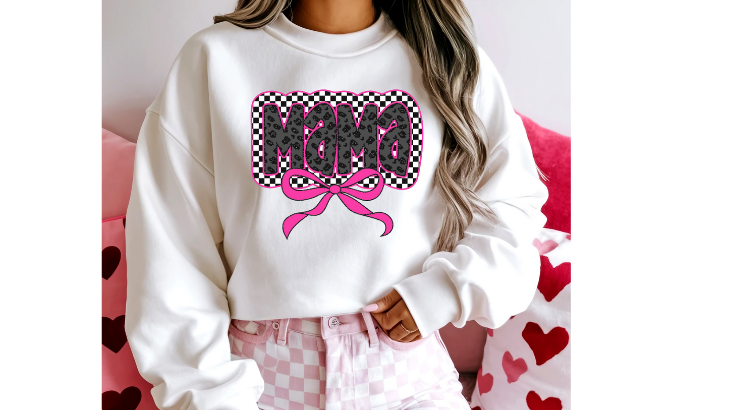 PINK CHECKERED MAMA BOW