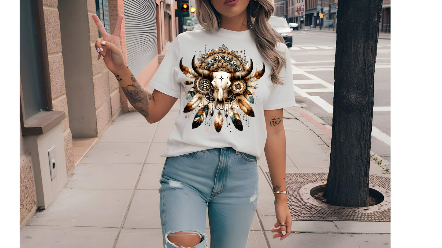 BULL SKULL FEATHERS