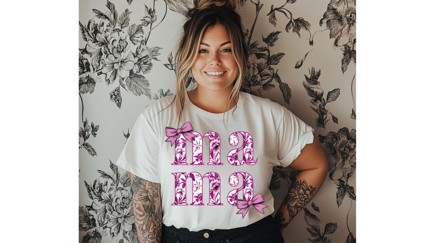 PINK FLORAL MAMA BOW
