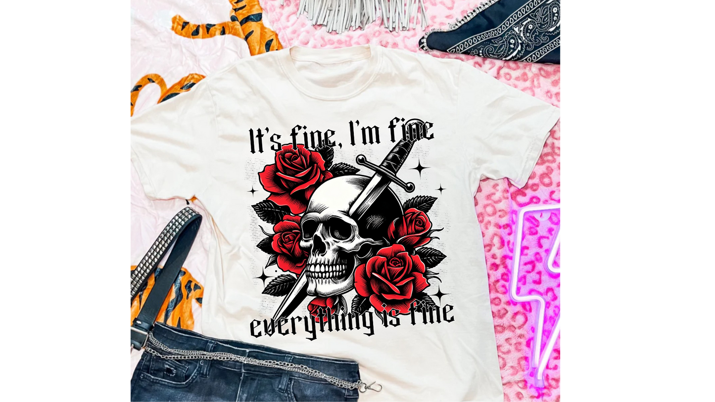 EVERYTHING IS FINE ROSES SKULL
