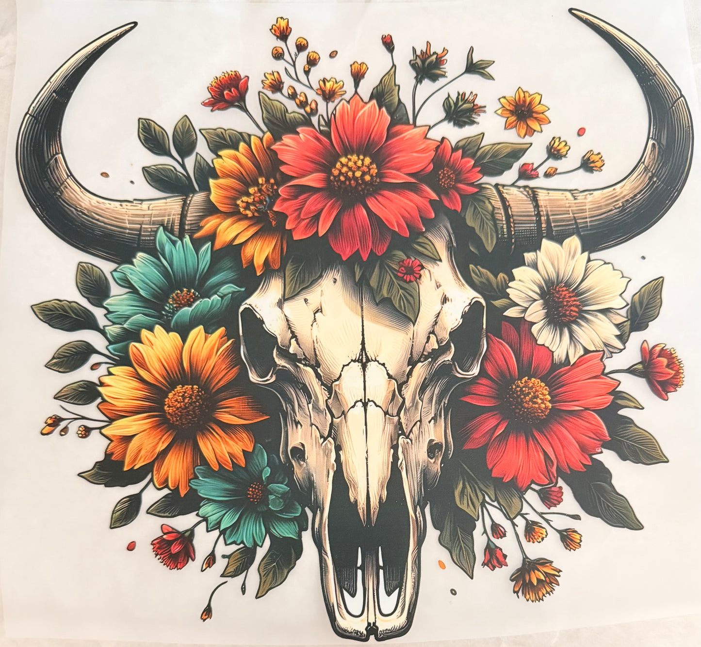 Bull skull flowers