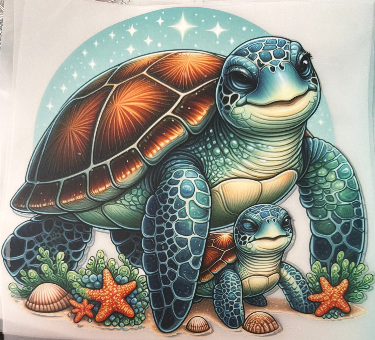 Mama baby turtle