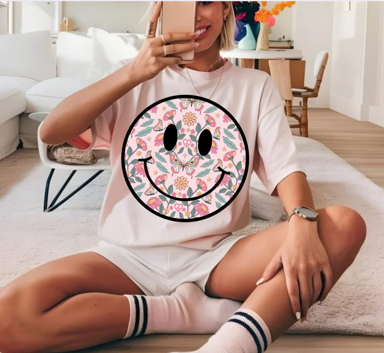 BUTTERFLY FLORAL SMILEY