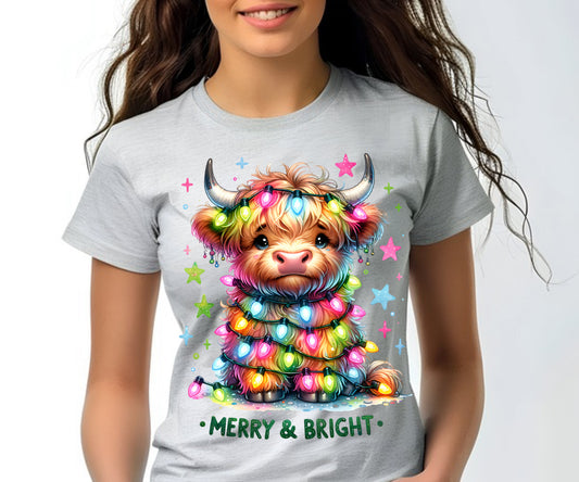 MERRY & BRIGHT CHRISTMAS COW