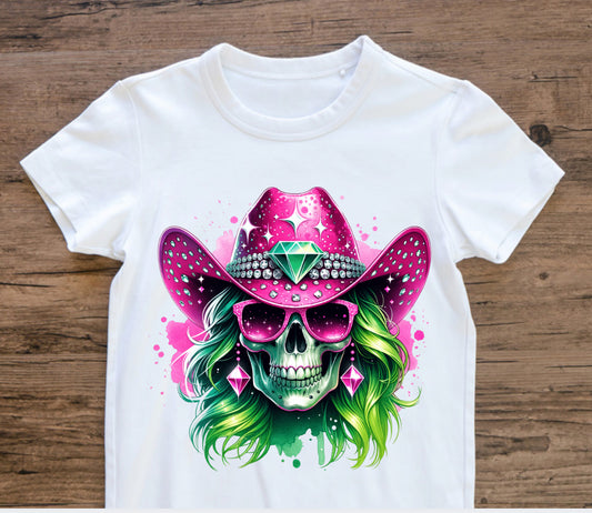 PINK GREEN COWGIRL SKELLY