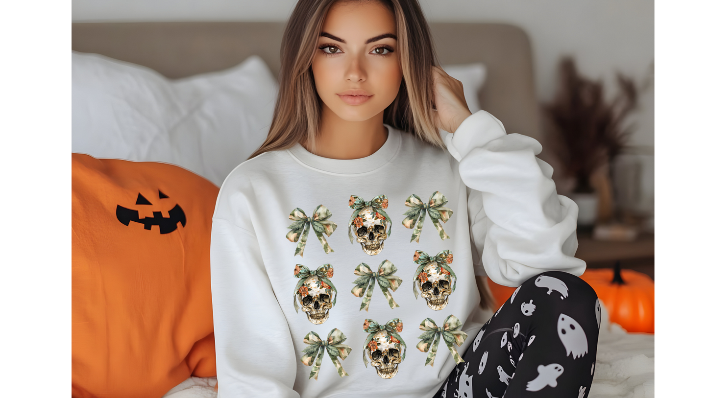 FLORAL SKULLS AND BOWS COQUETTE