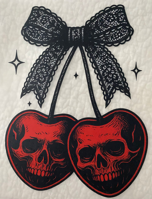 Skeleton cherries bow