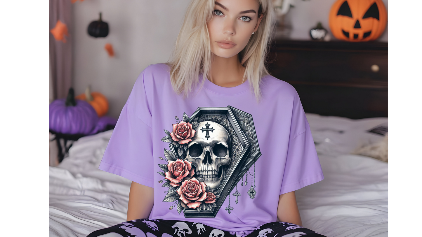 FLORAL SKULL COFFIN