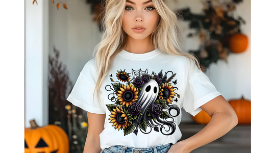 FAUX EMBROIDERED SUNFLOWER GHOST