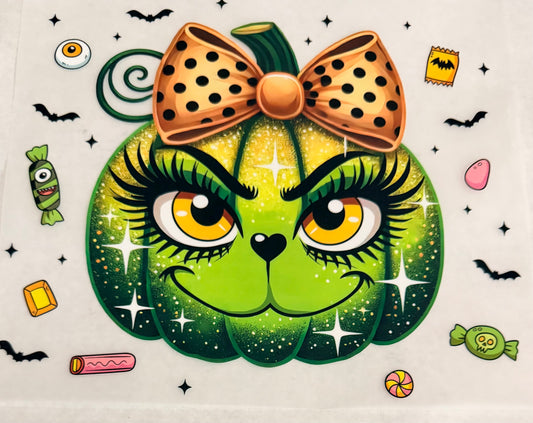 Grinch pumpkin bow
