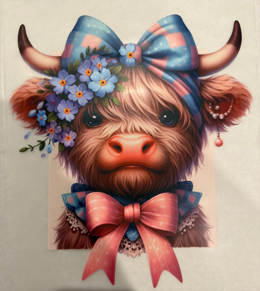 Floral highland cow