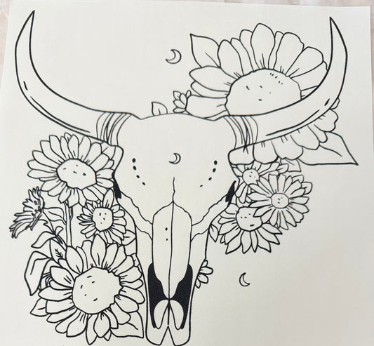 Flowers bull skull
