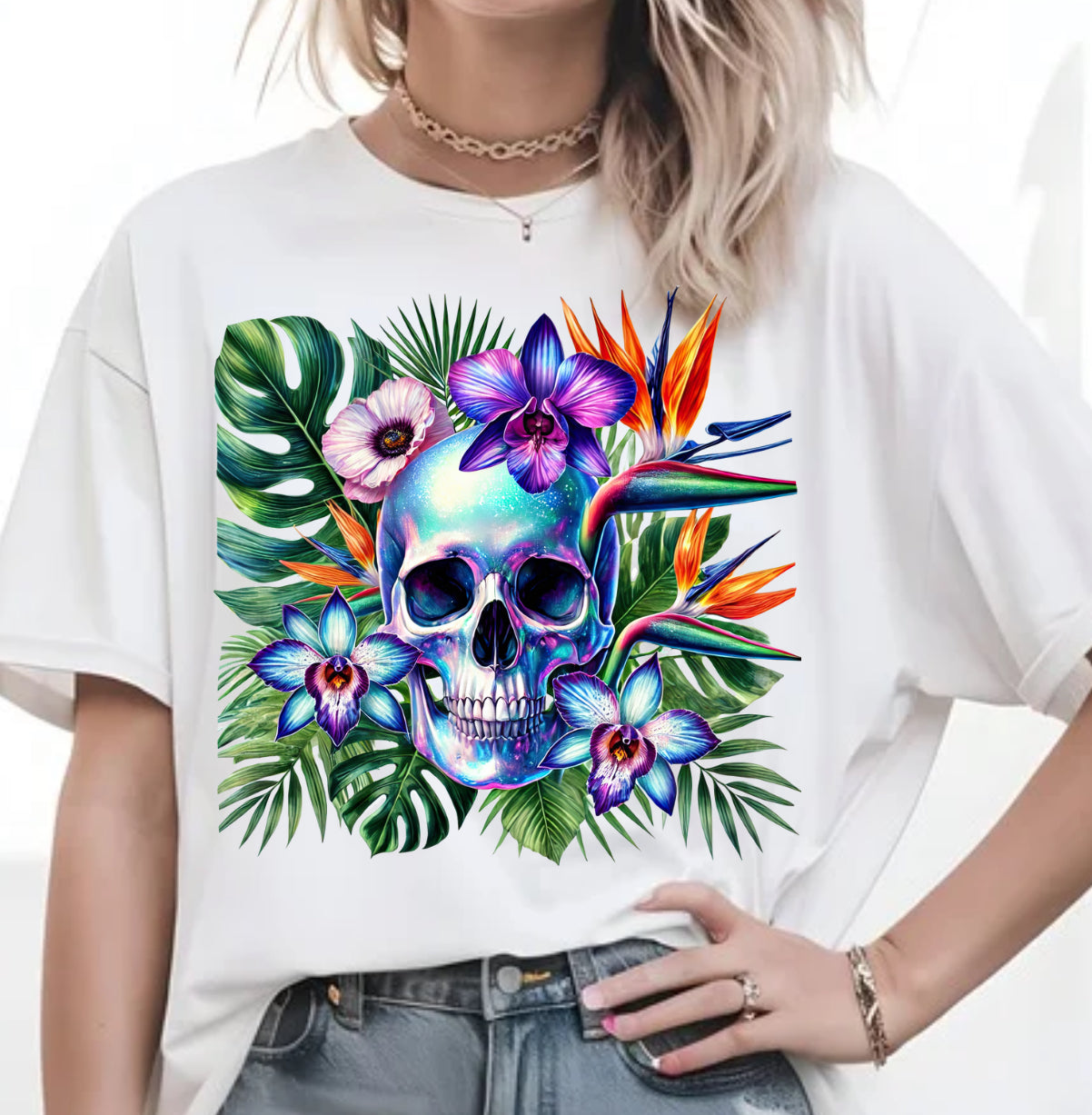 TROPICAL FLORAL SKULL