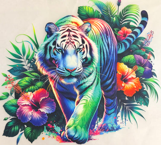 Neon floral tiger
