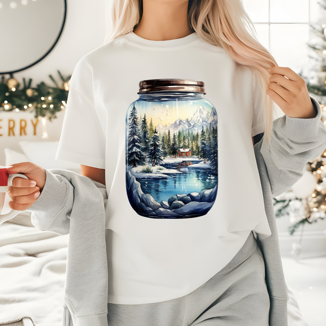 WINTER SCENE MASON JAR