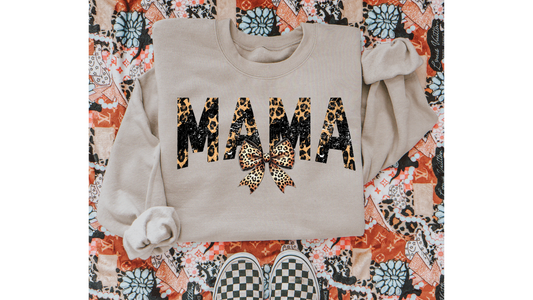 GLITTER LEOPARD MAMA BOW