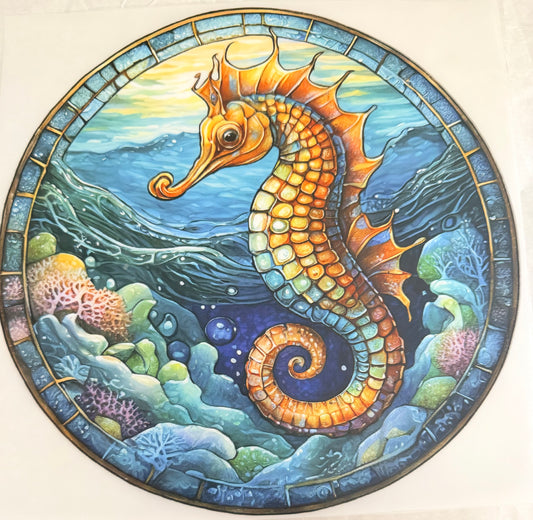 Stained glass seahorse