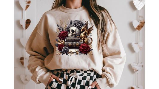 GOTHIC BOOK STACK SKULL