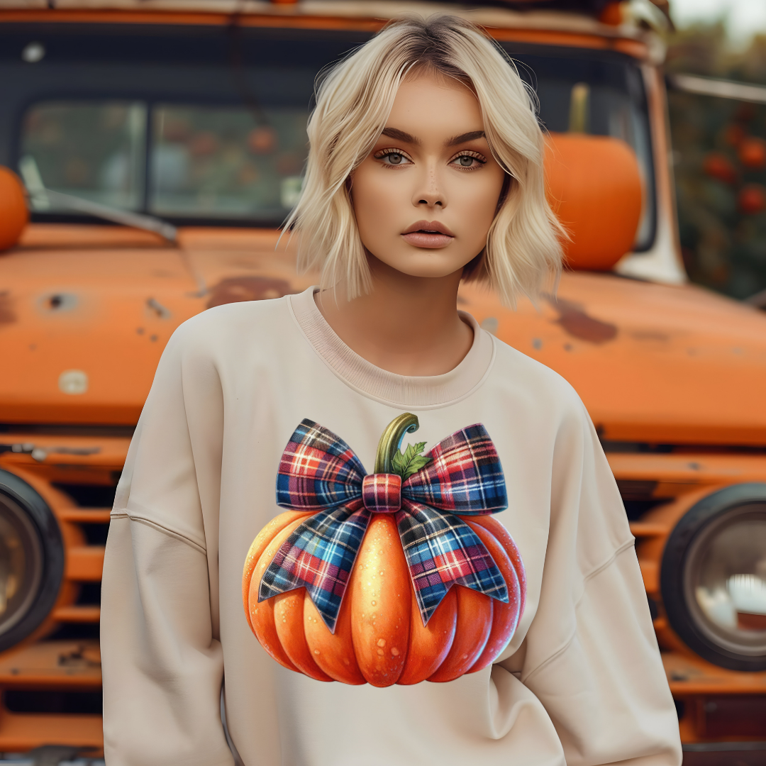 PLAID BOW PUMPKIN