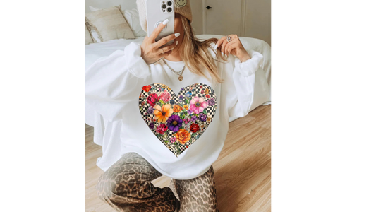 FLORAL CHECKERED HEART