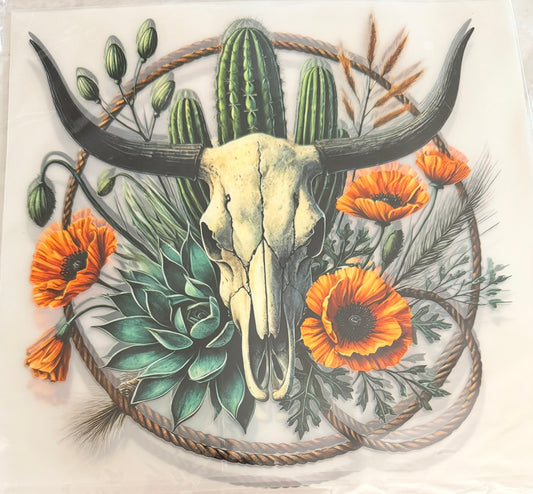 Floral lasso bull skull