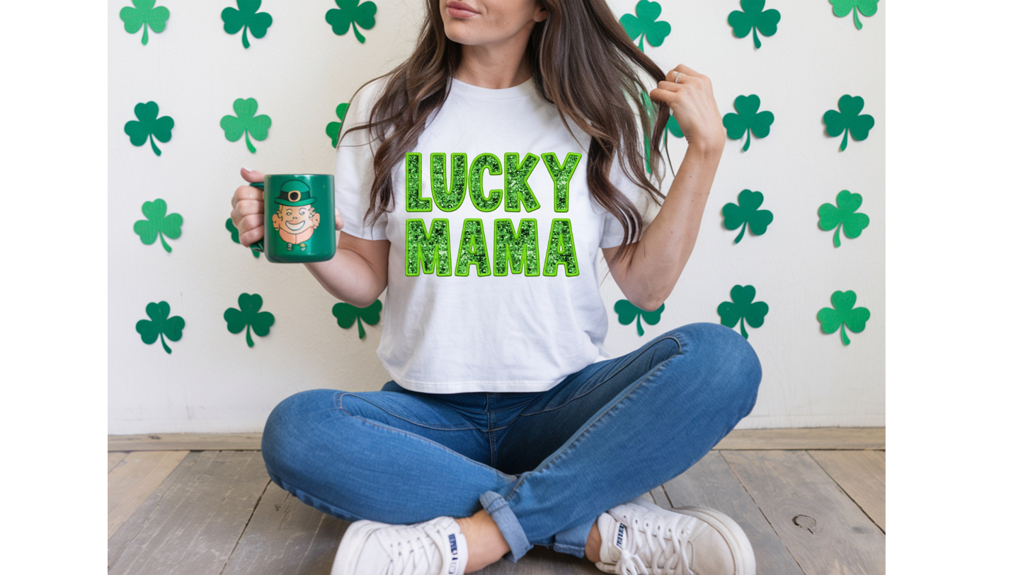 FAUX GLITTER LUCKY MAMA