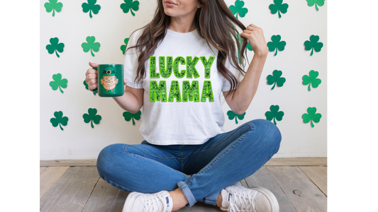 FAUX GLITTER LUCKY MAMA