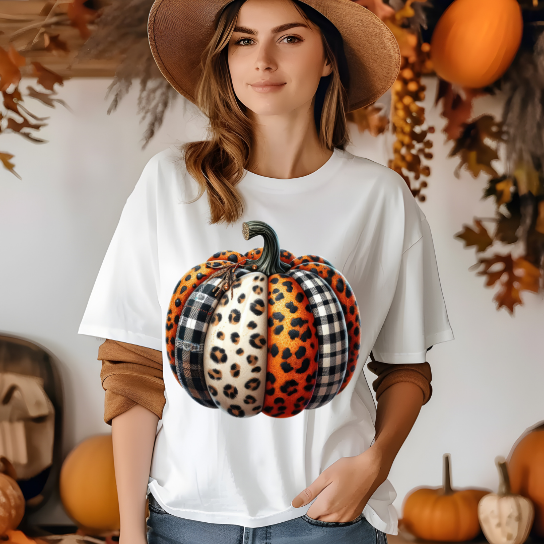 LEOPARD PLAID DESIGN PUMPKIN