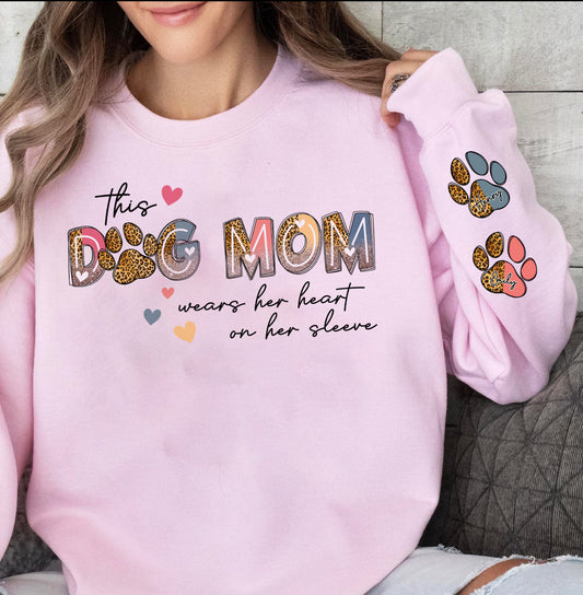 DOG MOM CUSTOM PAW PRINT NAME SLEEVE