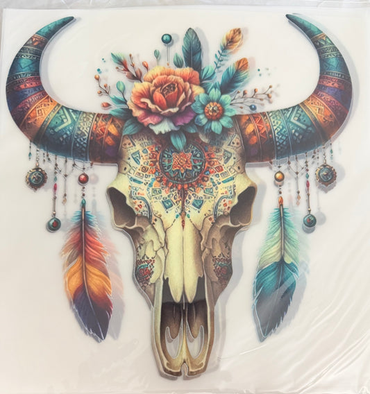 Feather bull skull