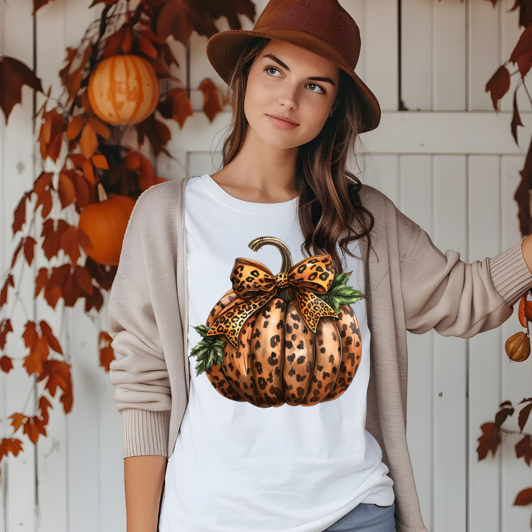 LEOPARD PRINT BOW PUMPKIN