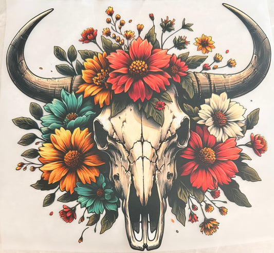 Bull skull flowers