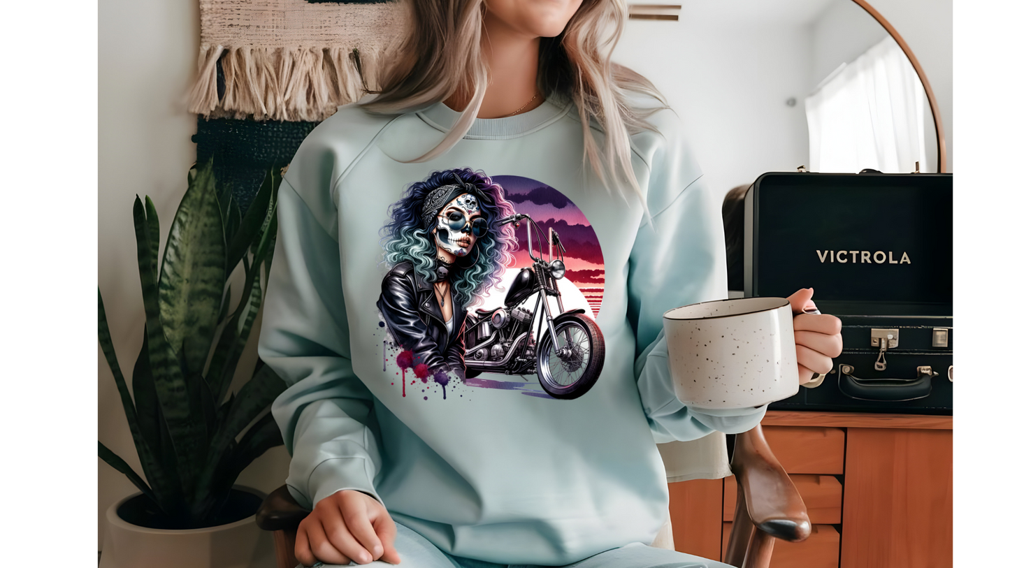 SUNSET BIKER CHICK