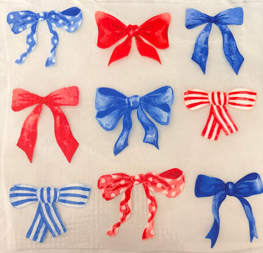 Red white blue bows