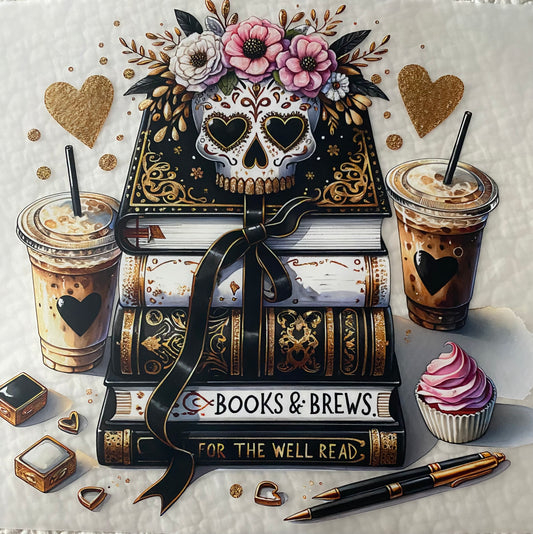 Skull book stack