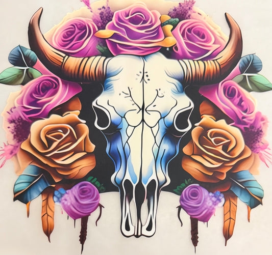 Roses bull skull