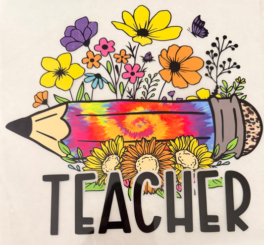 Teacher rainbow floral