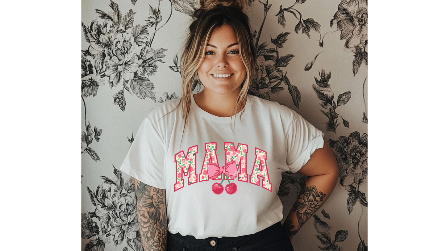 FLORAL MAMA CHERRY BOW