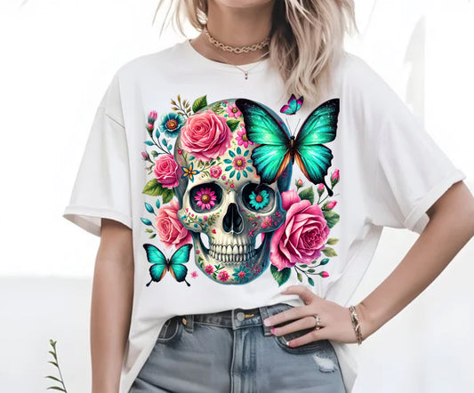 FLORAL BUTTERFLY SKULL