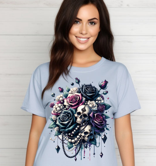 PEARLS AND ROSES SKULL