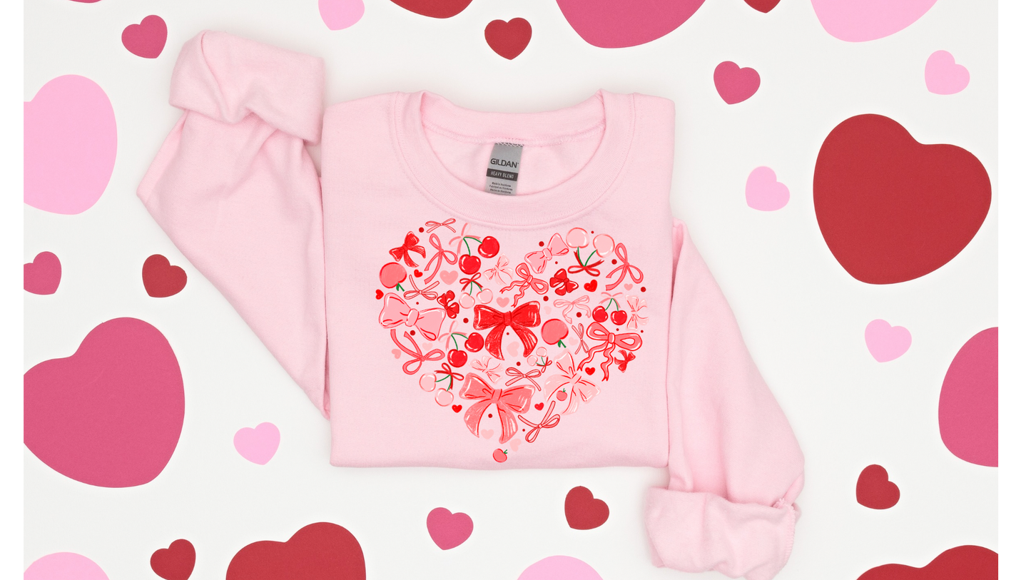 VALENTINES BOWS CHERRIES HEART